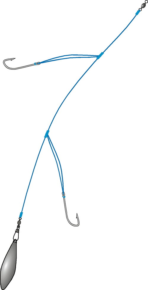 The two-hook paternoster rig in its simplest form